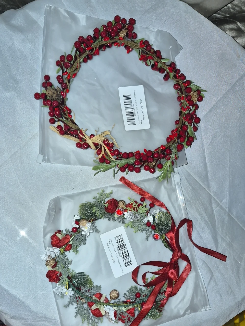 Festive Red Berry Holiday Wreaths - Set of 2